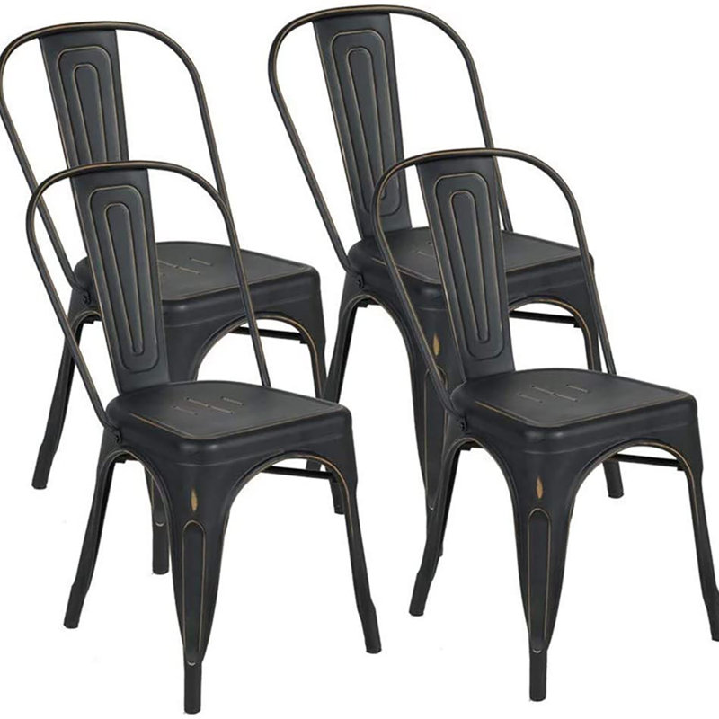 17 Stories Pettengill Metal Slat Back Stacking Side Chair Wayfair